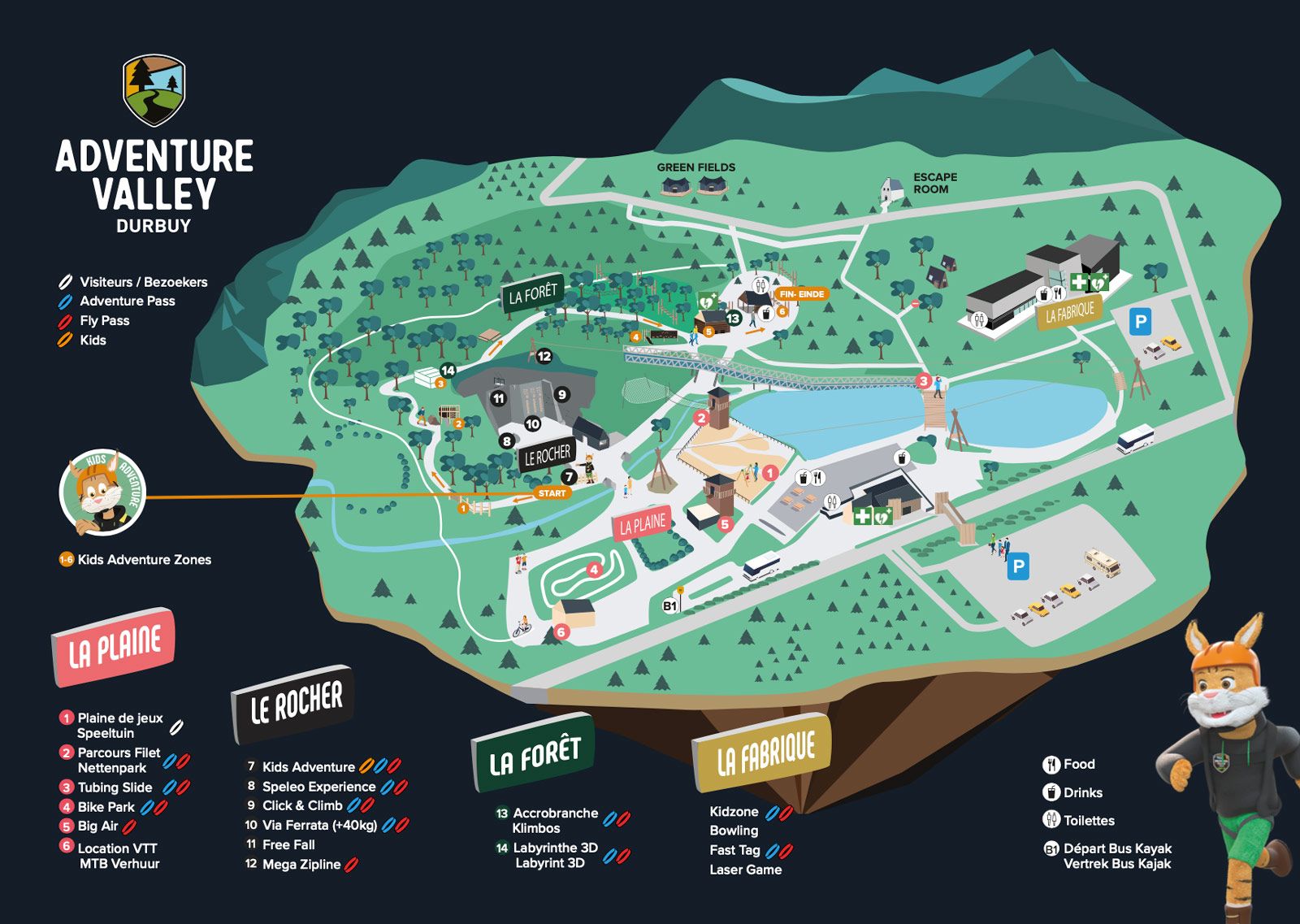 Plan du parc Adventure Valley